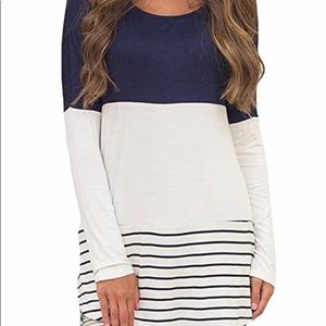 Blue and white long sleeve tunic